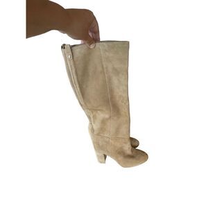 Sam Edelman Womens Tan Suede Leather Upper Knee Length Block Heel Boots Size 7M